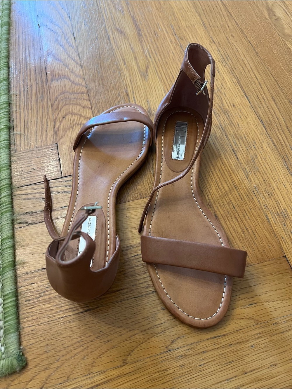 INC International Concepts Brown Ankle-Strap Leather Sandals